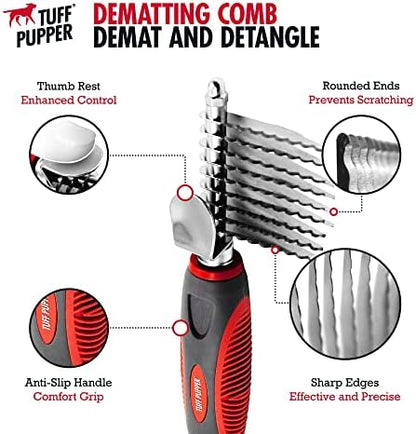 Dematting Comb For Dogs & Cats – Detangling Brush Tool For Dogs Easily & Safely Remove Dead, Matted Or Knotted Hair | Ergonomic, No-Slip Safety Handle for Precision Control | For Poodles & Curly Hair - Image 2