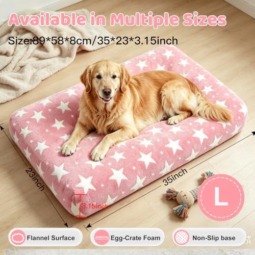 Orthopedic Dog Bed for Large Dogs with Removable Washable Cover(Pink Star, 35.0" L x 23.0" W x 3.2" Th) - Image 4
