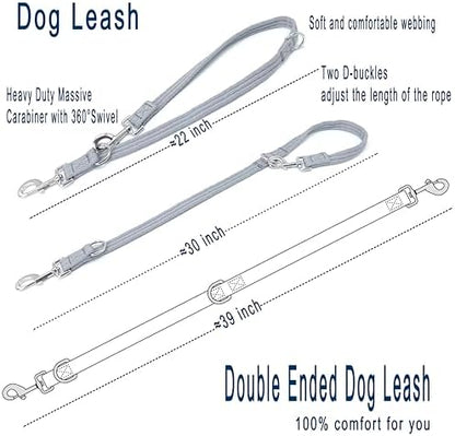 Double Ended Dog Leash,for Obedience Training Easy to Use,Lightweight,Soft for Large and Medium Dogs (Grey, 1M*2.5CM) - Image 3