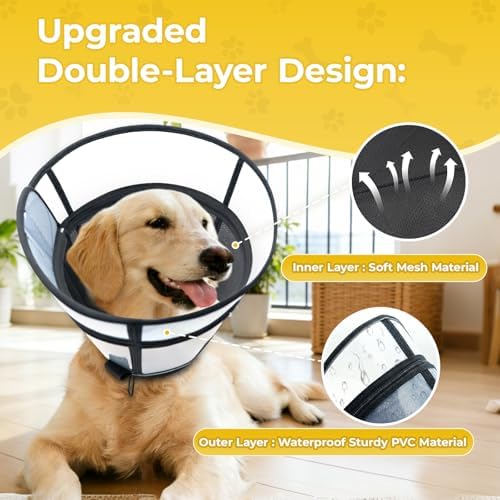 Soft Transparent Dog Cone Collar, Depth Adjustable Recovery Cone - Image 5