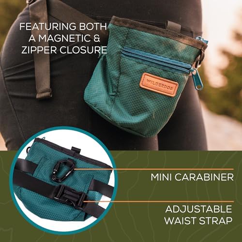 Wilderdog Dog Training Treat Pouch with Magnetic and Zipper Closure, Carabiner Attached, Adjustable Waist Strap - Magenta - Image 3