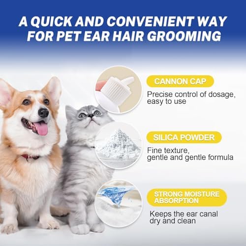 Dog Ear Hair Removal Tool & Ear Powder, 5.5-Inch Curved Forceps - Image 2