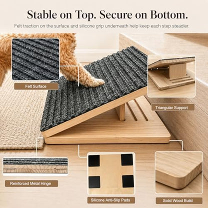 2 Pack Dog Ramp for Stairs, Adjustable Wood Ramp for Small Dogs - Image 6