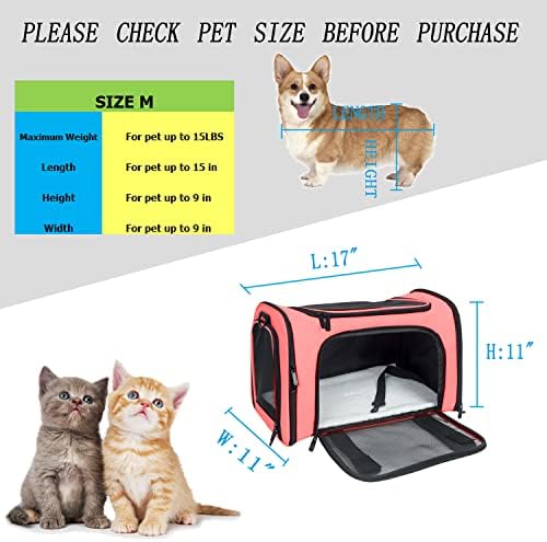 Soft Sided Carrier for Small Medium Cats Dogs,TSA Airline Approved Collapsible Travel Pet Carrier (Medium, Watermelon) - Image 4