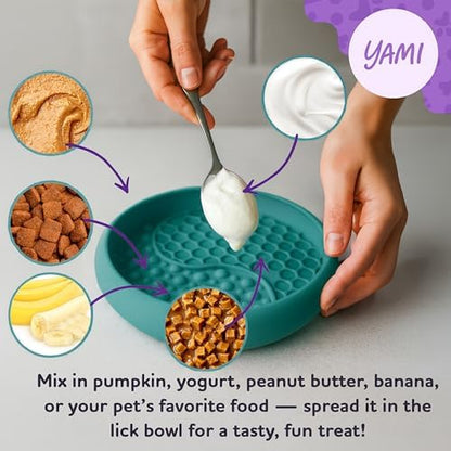 YAMI Dog Lick Bowl, Lick Mat for Dogs, Wet Food Cat Slow Feeder, Freeze Bowl, Enrichment & Puzzle Toy for Anxiety Relief, Food-Grade Silicone, Suction Cups, Dishwasher Fit, for All Breed (Dark Teal) - Image 5