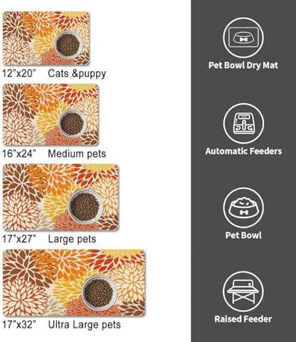 Dog Food Mat for Floors, Absorbent Pet Cat Food Bowl Mat, 12x20 in - Image 5