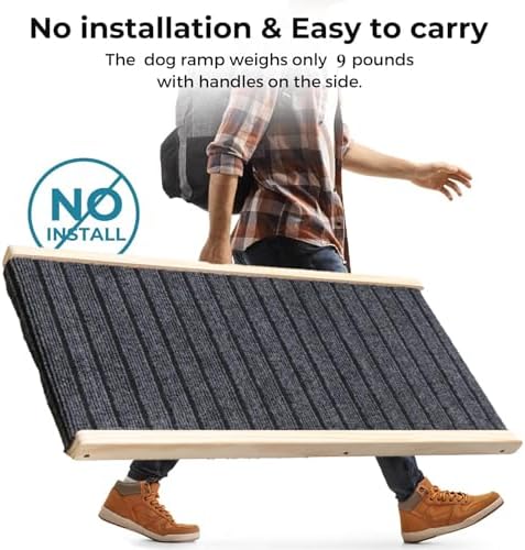 Folding Dog Ramp for Bed, Couch & Car，17" Adjustable Pet Ramp with Non-Slip Rubber Mat, 5-Level Height Adjustments, Portable Ramp for Small, Large & Senior Dogs or Cats，Easy Storage - Image 7