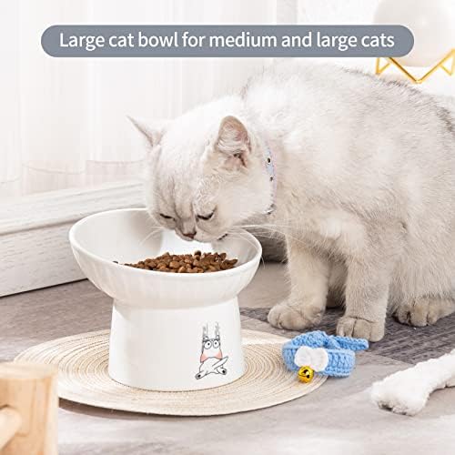6.5 Inch Extra Wide Ceramic Raised Cat Bowls, Tilted Elevated Cat Bowl - Image 2