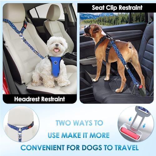 Lukovee Dog Seat Belt, 2 Pack, 3-in-1 Headrest & Seatbelt Clip & Latch - Image 3