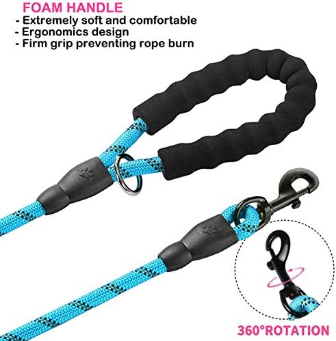 JSXD Heavy Duty Double Handle Dog Leash - 5 FT, Padded & Reflective, Rope for Small to Large Dogs (Blue) - Image 4