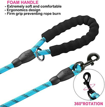 JSXD Heavy Duty Double Handle Dog Leash - 5 FT, Padded & Reflective, Rope for Small to Large Dogs (Blue) - Image 4