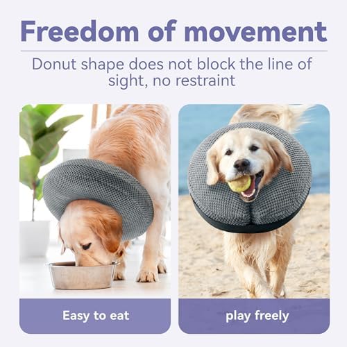 Loflaze Soft Inflatable Dog Cone Collar Alternative After Surgery - Dog Neck Donut E Collar for Large Medium Small Dogs Cats Post Surgery - Recovery Collar to Stop Licking - Grey, L+ - Image 2