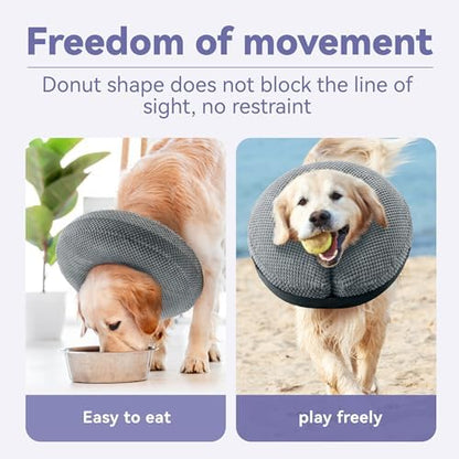 Loflaze Soft Inflatable Dog Cone Collar Alternative After Surgery - Dog Neck Donut E Collar for Large Medium Small Dogs Cats Post Surgery - Recovery Collar to Stop Licking - Grey, L+ - Image 2