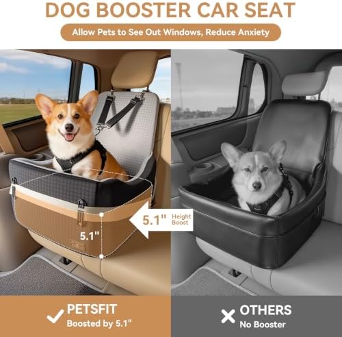 PETSFIT Dog Car Seat with Patented Safety System, 5" Elevated Cushion - Image 4