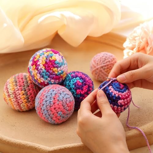 Cats Ball Toy with Bell Inside, 6Pcs Colorfull Hand-Made Knitted Yarn Woolen Cat Toys Jingle Bell Balls, Kitten Indoor Interactive Toys for Hunting/Kicking/Chasing - Image 2