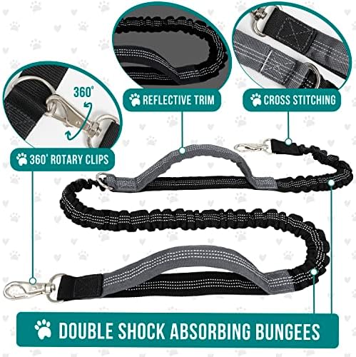 PetAmi Hands Free Dog Leash Waist Belt Bag Fanny Pack, Single, Black - Image 4