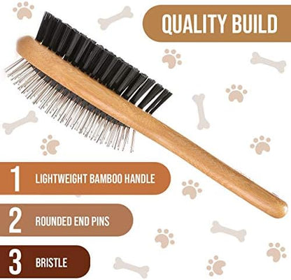 KylePet Dog Brush, Double Sided Pet Slicker Brush with Bamboo Handle for Dogs and Cats Long Hair Pets Grooming Comb for Removing Shedding, Tangles and Dead Undercoat - Image 5