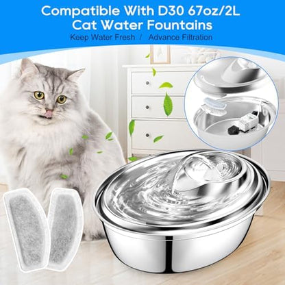 8PCS Replacement Water Filter Fit for ORSDA D30 67oz/2L Cat Fountain - Image 2