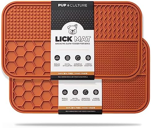 Pup Culture Dog Lick Mat for Dogs (2 Pack), Feeding Pad for Anxious Pets Plus 4 Different Puzzles for Mental Stimulation for Dogs - Supports Mental, Dental, and Digestive Health - Heavy Duty by PupCulture