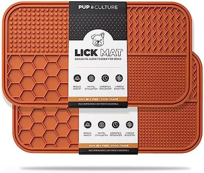 Pup Culture Dog Lick Mat for Dogs (2 Pack), Feeding Pad for Anxious Pets Plus 4 Different Puzzles for Mental Stimulation for Dogs - Supports Mental, Dental, and Digestive Health - Heavy Duty by PupCulture