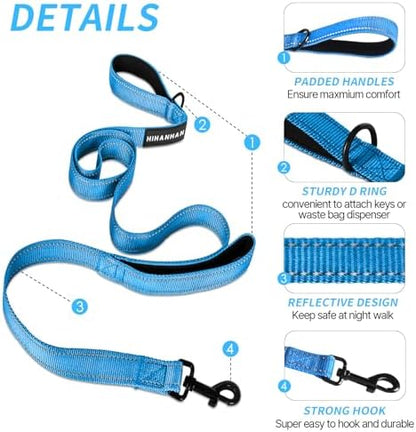 Reflective Dog Leash with Double Handle, Dog Leash 6 FT Long, Supports Medium and Large Dogs, Heavy Duty for Walking, Running, and Training, Blue - Image 2