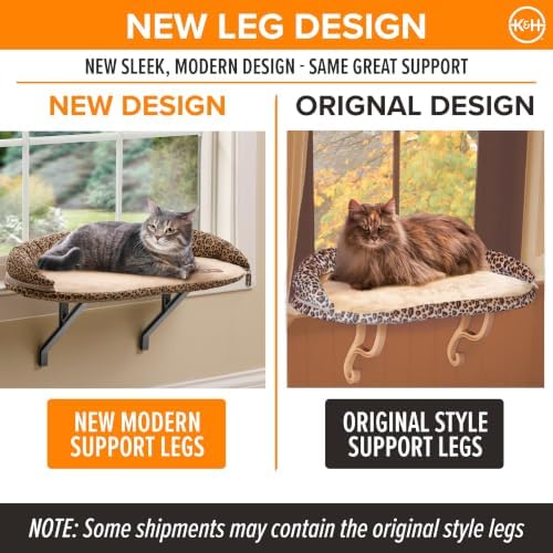 K&H Cat Window Perch, Deluxe Kitty Sill with Bolster, 24x14in, Tan/Leopard - Image 3