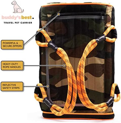 Buddy's Best Airline Approved Pet Carrier – Black & Orange Heavy Duty, Fits Under Seat, TSA Compliant, Ventilated Mesh Design w/Waterproof Base & Reflective Safety Strips - Image 3