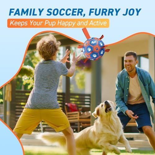 QDAN Dog Ropes Toys, Soccer Ball with Straps, Tug Toy, Dog Birthday Gift - Image 4