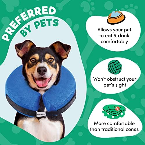 BENCMATE Inflatable Dog Cone Collar Alternative After Surgery X-Small, Blue - Image 3