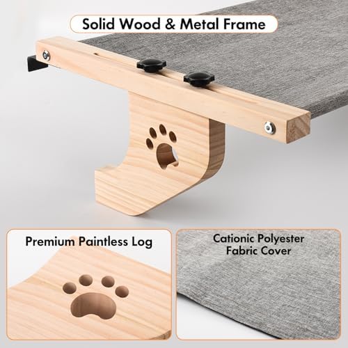 AMOSIJOY Cat Windowsill Perch with Wood & Metal Frame for Large Cat, 27.5in - Image 5