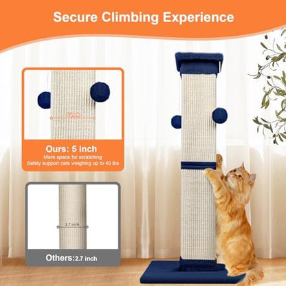 Cat Scratching Post 33 Inch Nature Sisal Scratch Post for Indoor Cats, Large Cat Scratcher Protect Your Furniture, for All Breeds Blue - Image 6