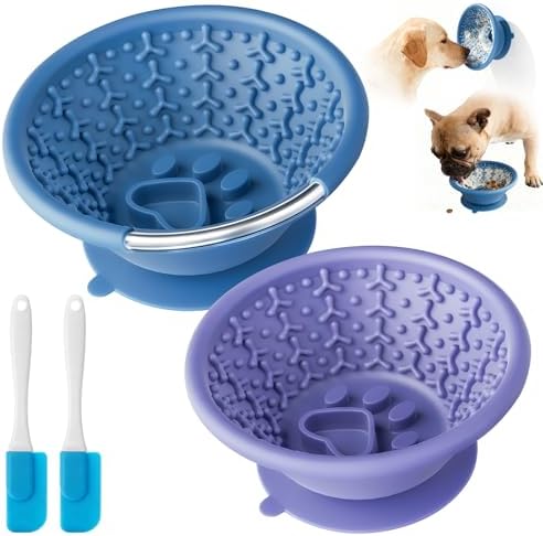 Dog Lick Bowl, Non-Slip Slow Feeder Licking Mat & Treat Dispenser (Wide Bowl Mouth w/Inlaid Stainless Steel Ring) - Interactive Toys, Anxiety Reducer, Freeze Bone for Dogs, BPA Free Silicone by Unknown