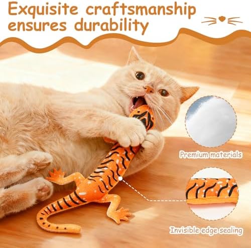Catnip Toys, Catnip Lizard Toys for Indoor Cats, 4-Pack Interactive Cat Kicker Toys for Teeth Cleaning & Boredom Relief, Durable Plush Cat Toys for Kitten and Adult Cats, for Cat Lovers - Image 6