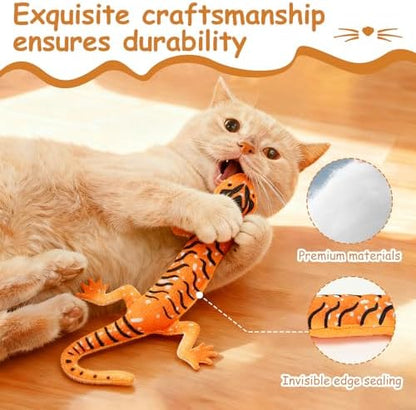 Catnip Toys, Catnip Lizard Toys for Indoor Cats, 4-Pack Interactive Cat Kicker Toys for Teeth Cleaning & Boredom Relief, Durable Plush Cat Toys for Kitten and Adult Cats, for Cat Lovers - Image 6