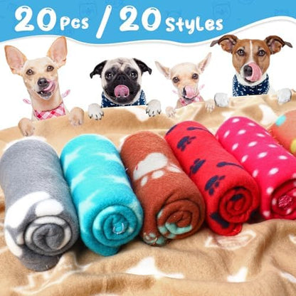 Eccliy 20 Pcs Puppy Blanket Fleece Pet Dog Throw, Mix, 39 x 28 Inch - Image 3