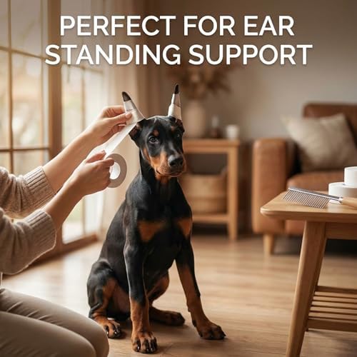 4 Roll Ear Tape for Dog Ears 1 Inch Self Adhesive Cotton Tape for Dog Ear Protection and Support, Dog Ears Stand up Care Tape for Doberman Ear Posting Kit - Image 3