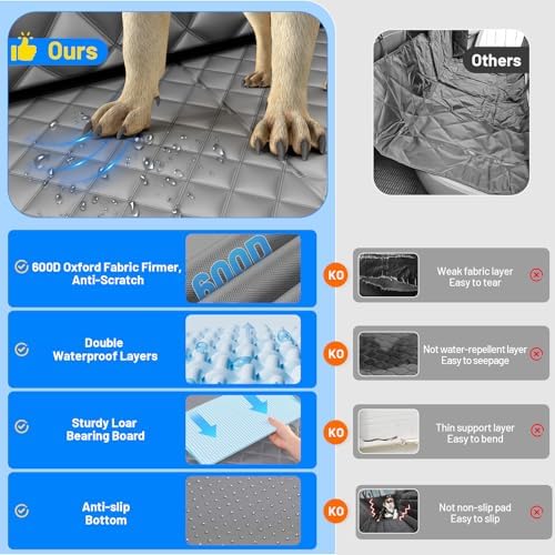Dog Car Seat Cover for Back Seat,Hard Bottom Hammock Hold 400lbs For Cars - Image 3