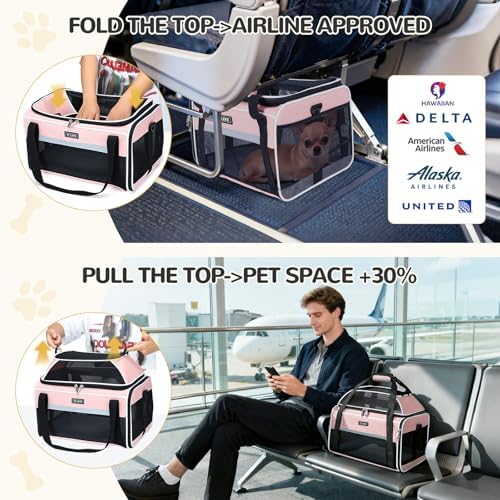Lekereise Top-Expandable Pet Carrier 17x11x9.5 Inch Alaska Hawaiian Airline Approved Soft Sided Underseat to 12lbs Travel Carriers for Small Dogs and Cats with Locking Safety Zippers Anti-Scratch Mesh - Image 5