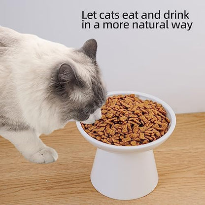 Ceramic Elevated Cat Food Bowls,6.2" Wide,2-Pack,White - Image 4