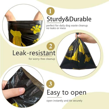 Bone-Shaped Dog Poop Bag Holder for Leash |Dispenser with 30 Leak-Resistant Waste Bags & Carabiner Clip (2 Pack Pink) - Image 5