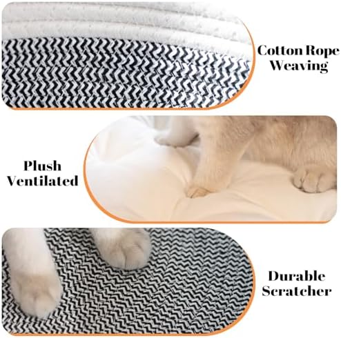 CHEERHOME PETS Handwoven Cat Basket Bed Cooling for Indoor Cat with Cushion - Image 4