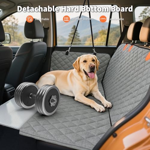 HOTEAGLE Dog Car Seat Cover with 3 Separate Hard Bottom Plates, Ideal for Car/SUV/Small Trucks, Car Seat Covers for Dogs Holds 400lbs, Grey - Image 6