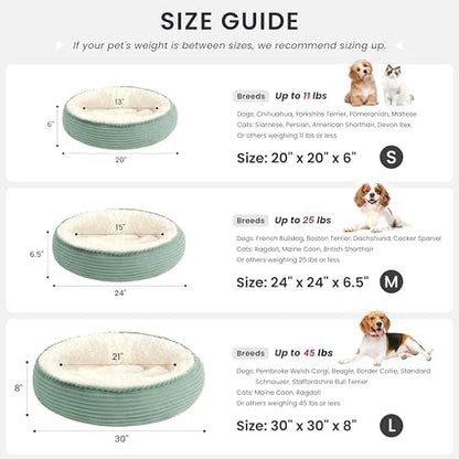 Love's cabin Round Donut Cat and Dog Cushion Bed, 24in Pet Bed for Small or Medium Dogs, Anti-Slip & Water-Resistant Bottom, Soft Durable Fabric Pet Beds, Washable Calming Cat Bed Apple Green - Image 4