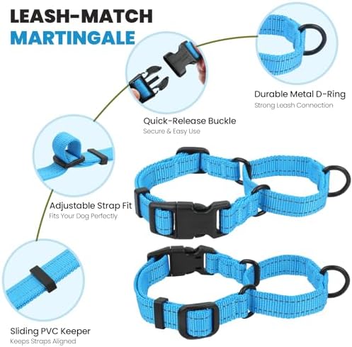 VIVAGLORY Double Handle Dog Leash Twingrip, 5ft x 1in, M, Blue - Image 4