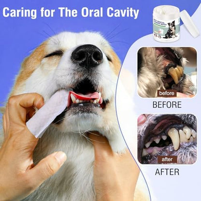 Pet Teeth Cleaning Finger Wipes for Dogs & Cats, Dog Dental Wipes for Removing Plaque and Tartar Buildup, No-Rinse Disposable Gentle Cleaning & Gum Care Pet Wipes, 50 Counts - Image 2
