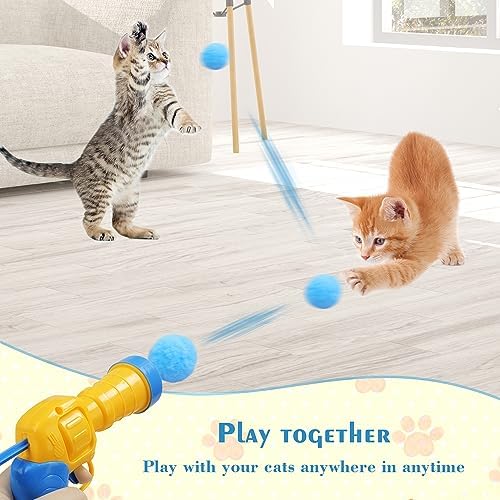 Mewlmart Interactive Cat Toys Cat Ball Launchers Enrichment Toys Pom Pom Balls50 Balls 1.2IN - Image 6