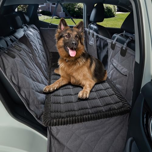 Dog Bed for Car Back Seat, Non-Slip Backseat Pet Bed Mat for Travel, Soft Dog Seat Cover Blanket Washable Couch Protector Fit for Hammock Extenders in Cars, SUVs and Trucks(54"×25" Black) by HAPYFOST
