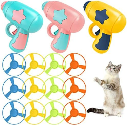 15 Pieces Cat Fetch Toy with Colorful Flying Propellers Set, Cat Playing Tracking Interactive Toys for Kitten Chasing Training Hunting by IAXSEE