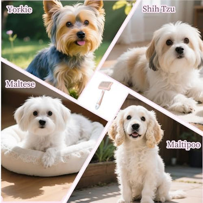 Self Cleaning Slicker Dog Brush for Small Long-Haired Breeds (Pink) - Image 5