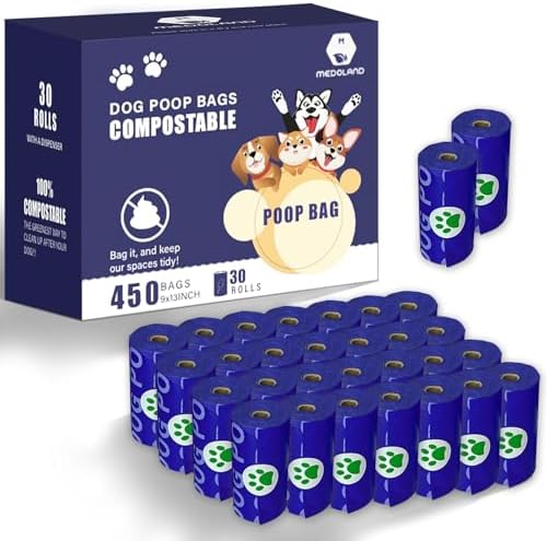 Compostable Dog Poop Bags BPI Certified Biodegradable Pet Waste Bags Leak-Proof Thickened and Opaque Eco Design (30 rolls 450 bags) by MedolandStroe